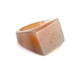 Carved Agate Druzy Ring